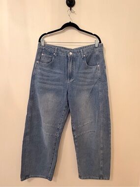 Barrel Leg Denim Jeans - Light Blue